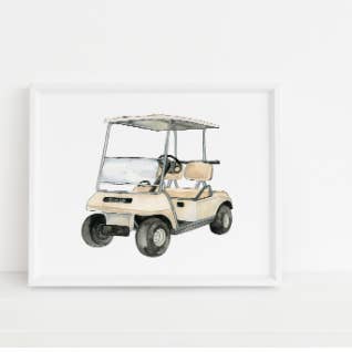 Golf Car Art Print for wholesale by Jennie Kilcup Watercolors
