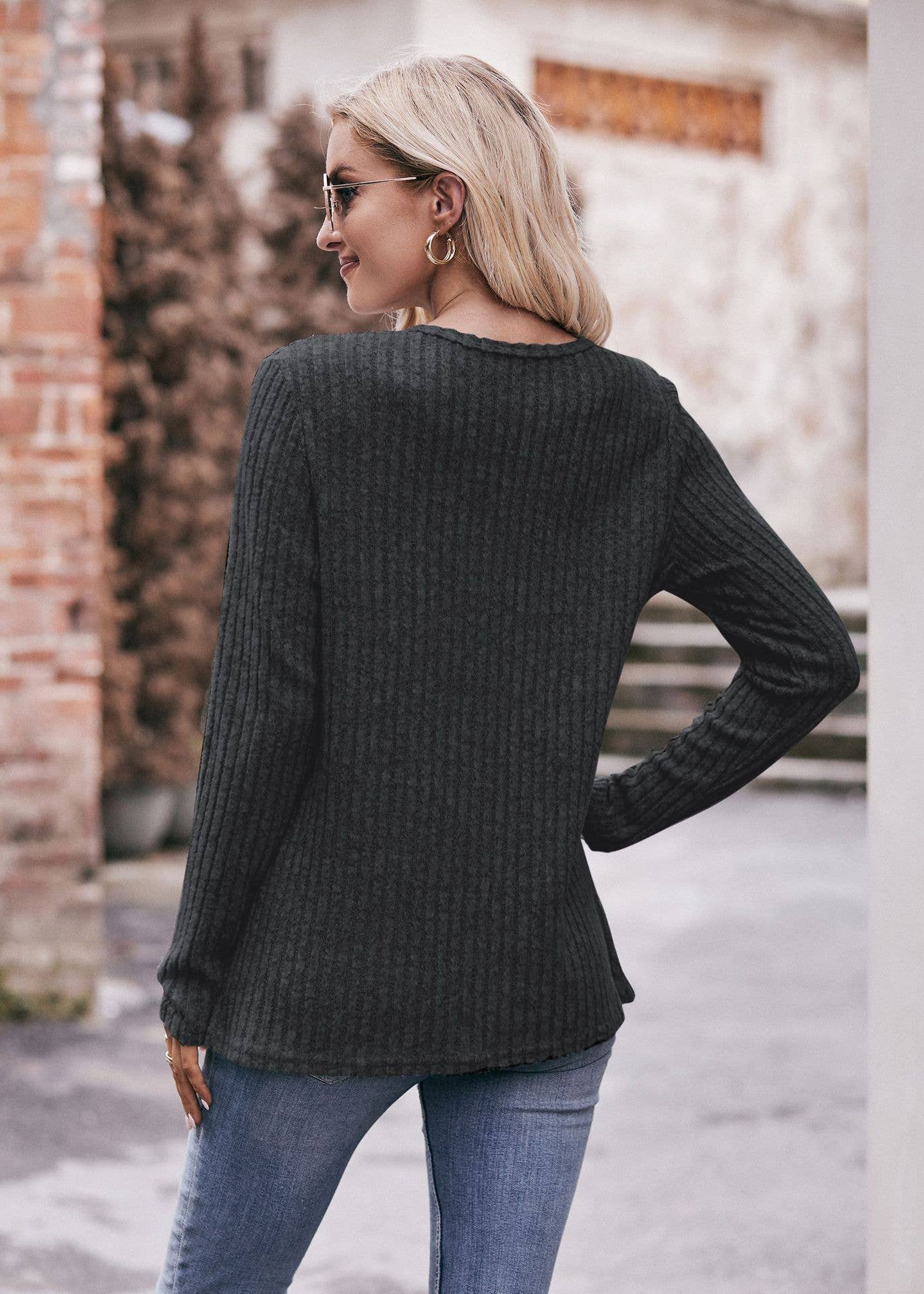 HIDDENBRAND - Wholesale Knit Sweater - Women's - Women's Round Neck Solid Color Sweater28