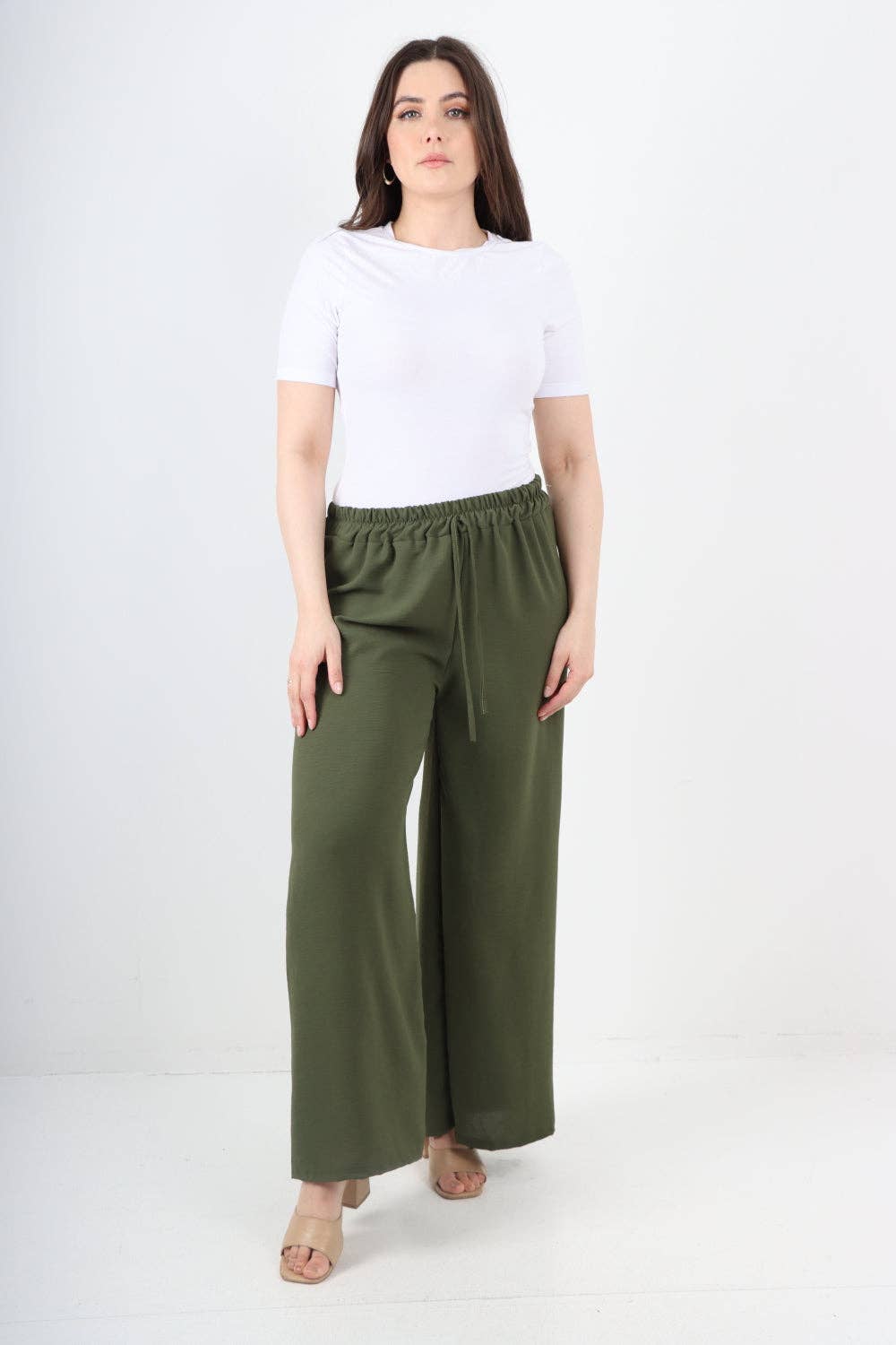 Miss Bold – wholesale Pants – Women's – Italian Elastic Waistband Drawstring Wide Leg Trousers20