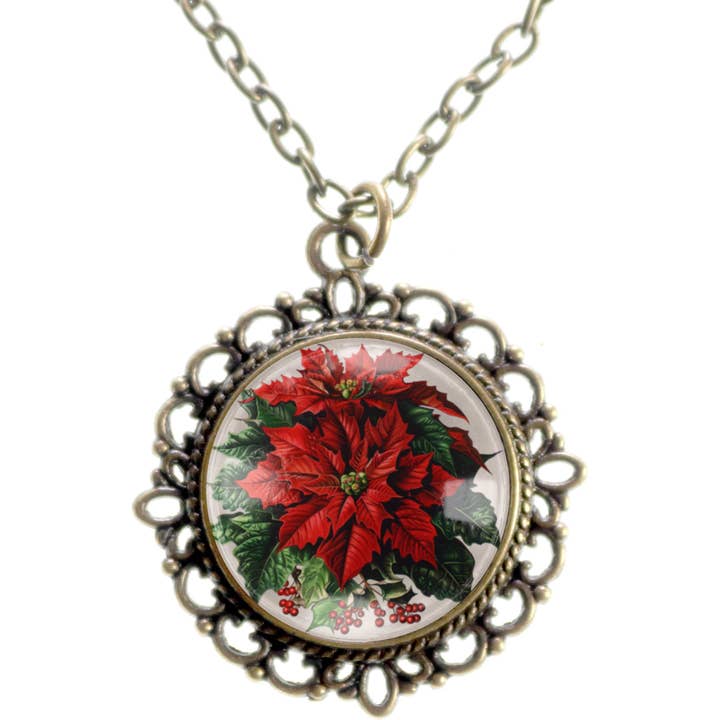 Ciondolo in filigrana natalizia vittoriana rossa con stella di Natale per la vendita all'ingrosso da parte di The Divine Iguana