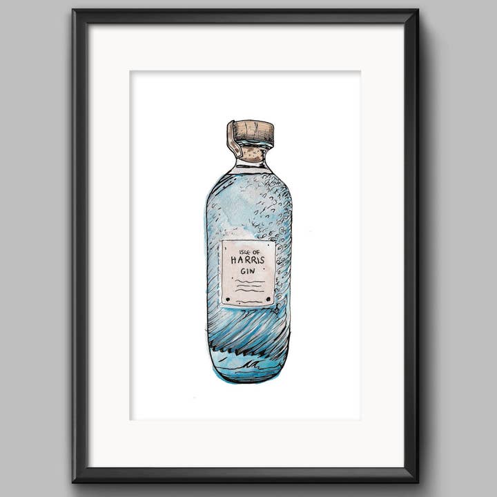 Sarah Leask Studio – wholesale Art print – Harris Gin Bottle Print