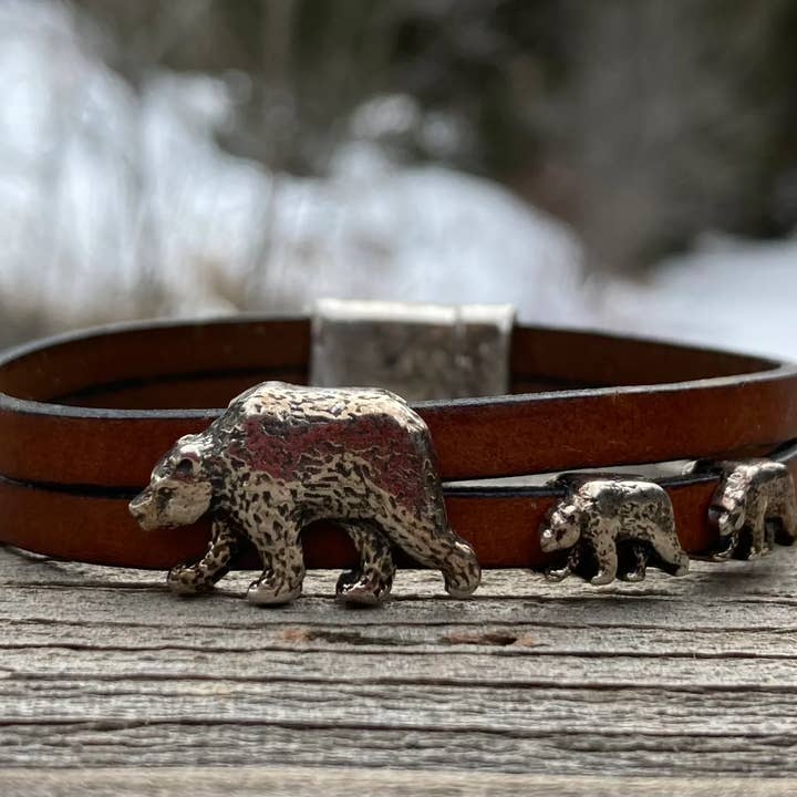 Mama With Cubs Leather Bracelet for wholesale by Rox-anne
