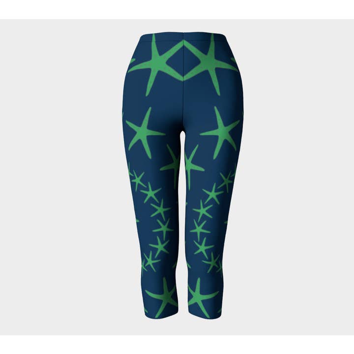 Starfish Adult Capris - Green on Navy for wholesale by SummerTies