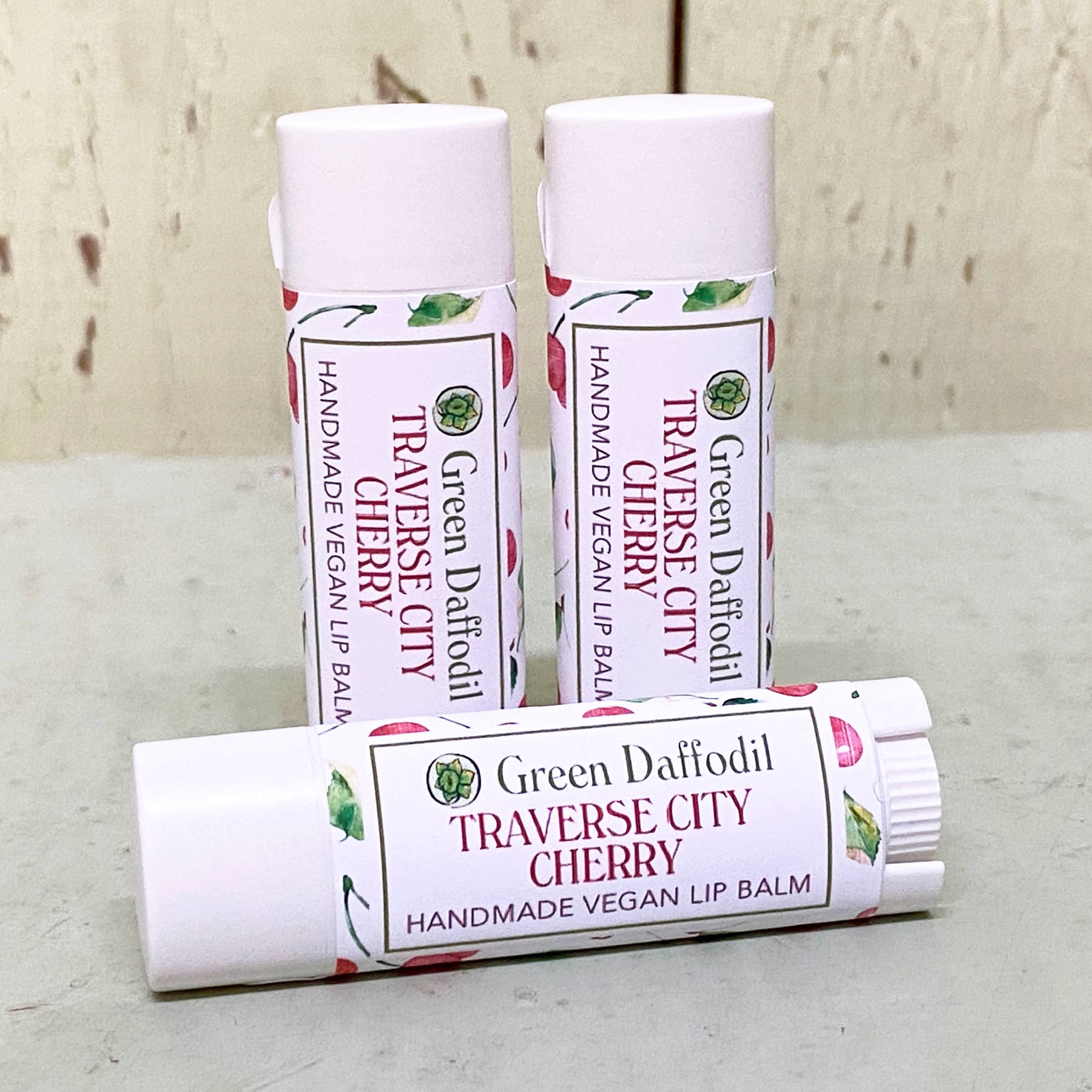 Green Daffodil Bath & Body - Wholesale Lip Balm - Traverse City Cherry Lip Balm - Michigan2