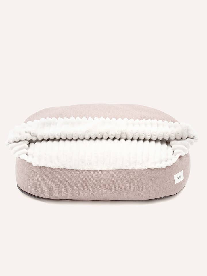 Beige Corduroy Dog Bed with Hood, Maso for wholesale by CAFIDE