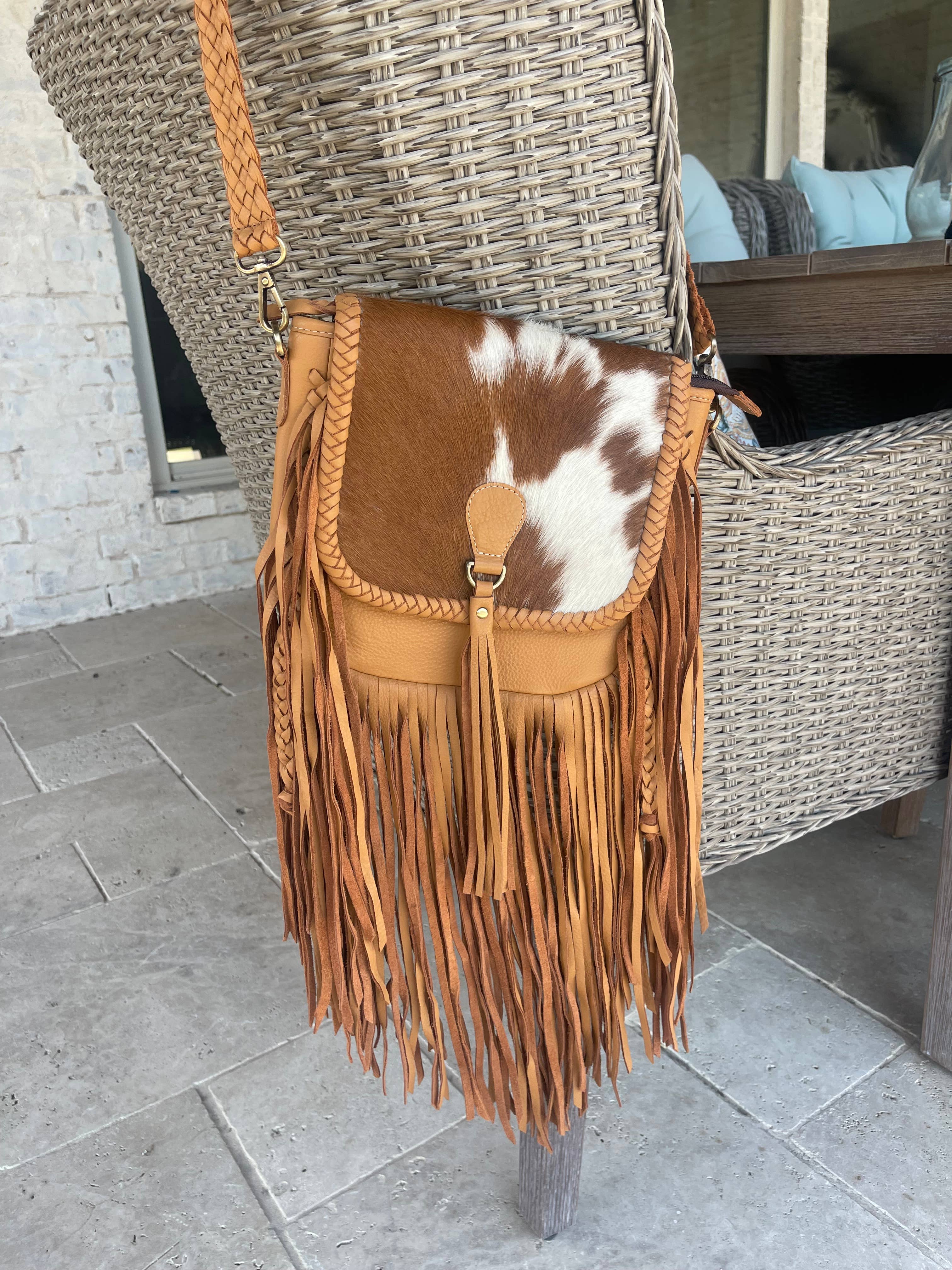 Boho Ranch Shop - Wholesale Crossbody Bag - Women's - THE NANCY CROSSBODY Genuine Hairon Cowhide Leather Tassel1