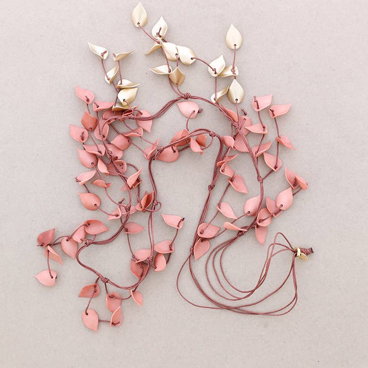 Sonata - Wholesale Bib Necklace - Long Necklace with Resin Petals Pendants4