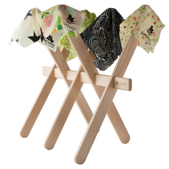 Stendino in legno di faggio per involucri alimentari riutilizzabili in cera d'api, sacchetti riutilizzabili in silicone per la conservazione degli alimenti, asciugamani da cucina lavabili senza carta. per la vendita all'ingrosso da parte di natissy