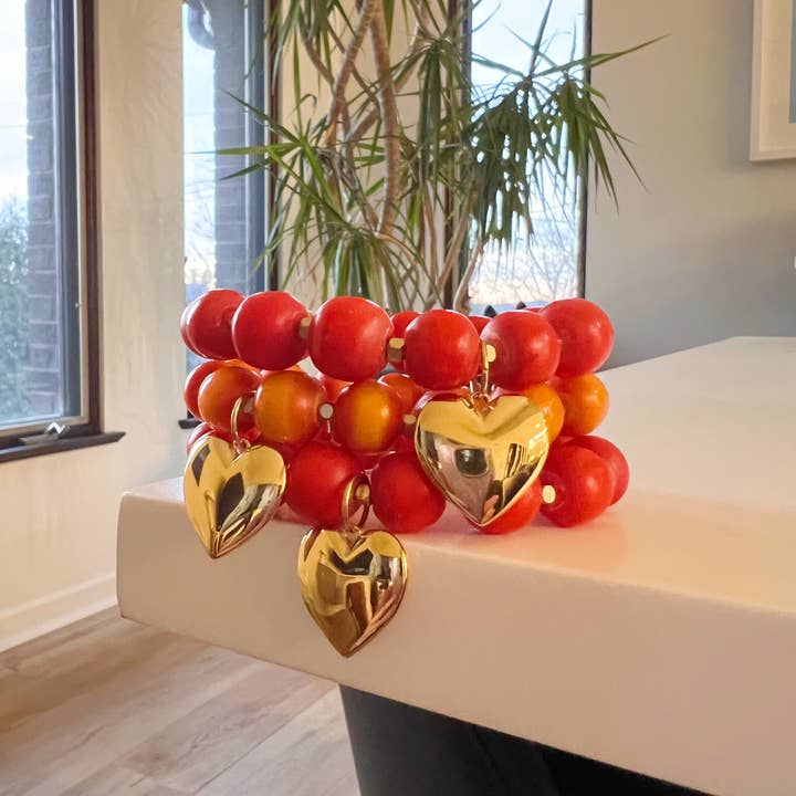 Happy Bead Bracelets in orange or red - Limited Edition for wholesale by Lauren Amble Designs