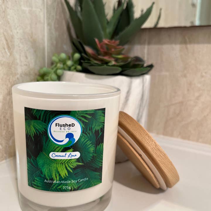 Flushed ECO - Wholesale Jar/filled candle - Soy Candle 375g - Coconut Lime