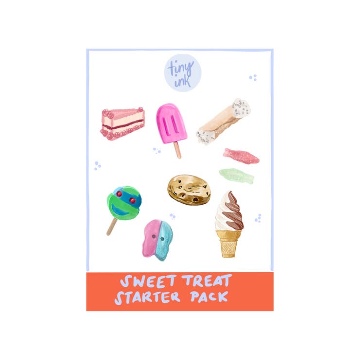 Sweet Treat Starter Pack Sticker Sheet for wholesale by Tiny Ink Boston