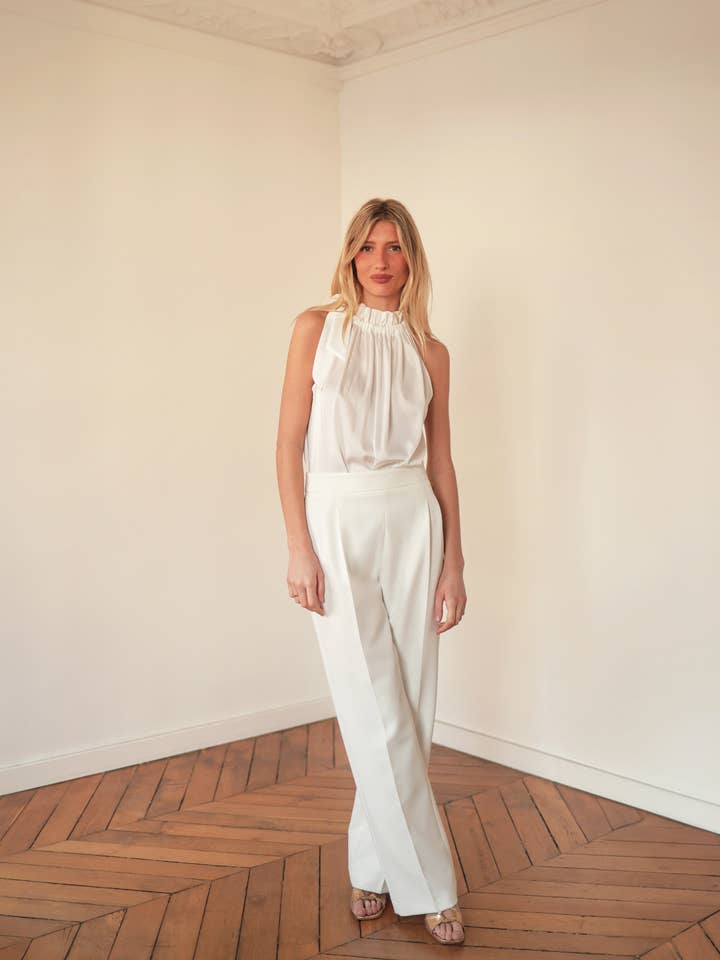 blusa decote americano com laço por atacado de Laura Laval Paris