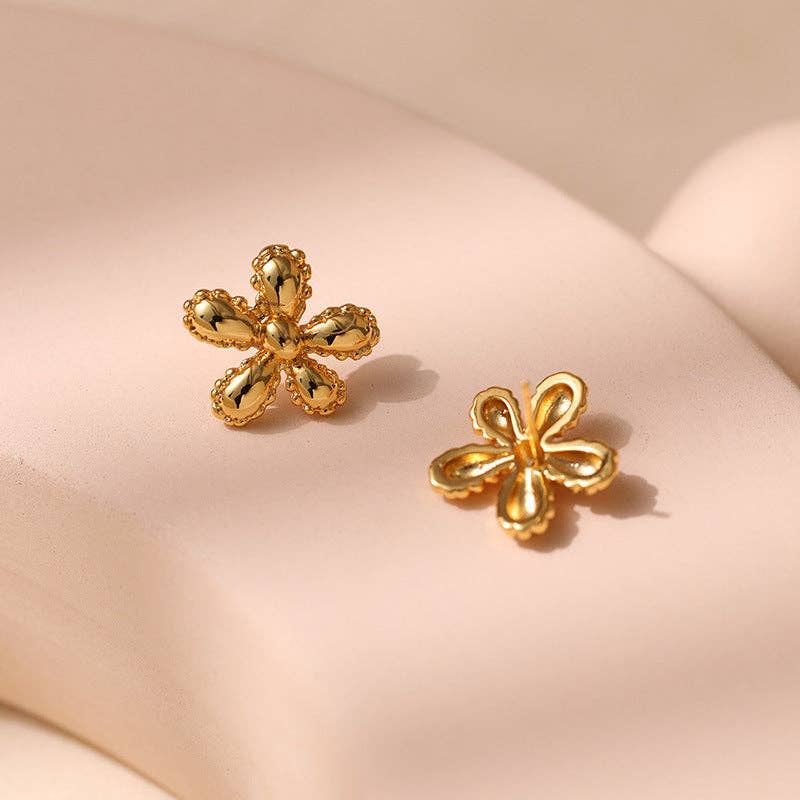 Simple Floral Gold Plated Stud Earrings DPJE1242 for wholesale on Faire3