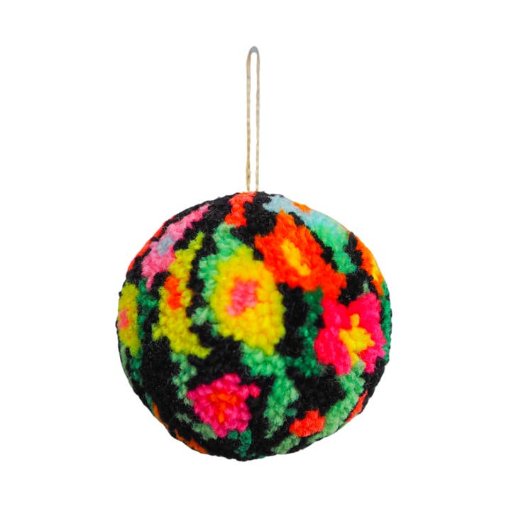 Handmade Floral Pom Pom Bauble Decoration - Christmas for wholesale by Fat Pom Poms