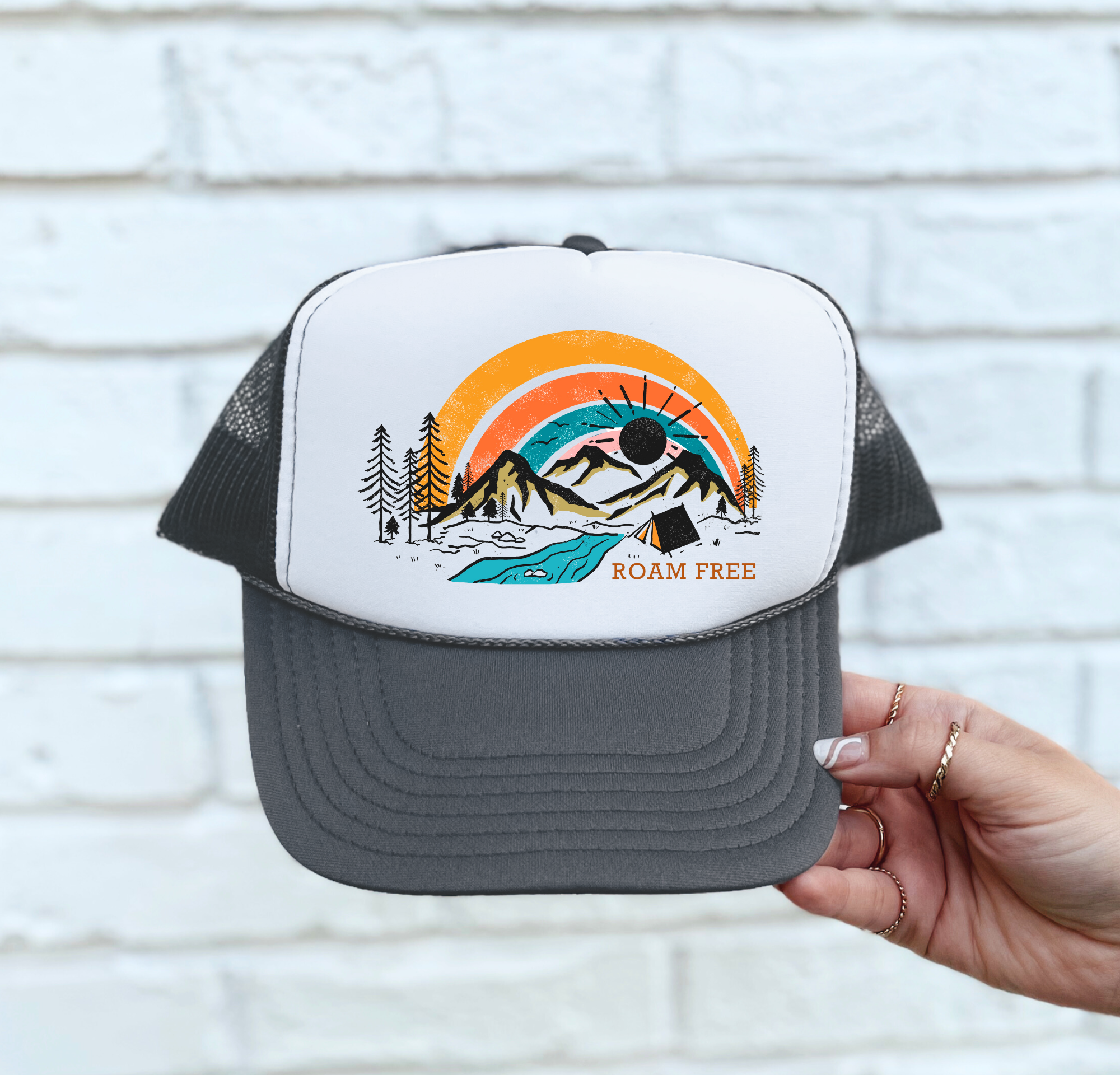 Spruce Seed – boné - Mulher por atacado – Chapéu de caminhoneiro - Roam Free Camping Mountains Snapback3