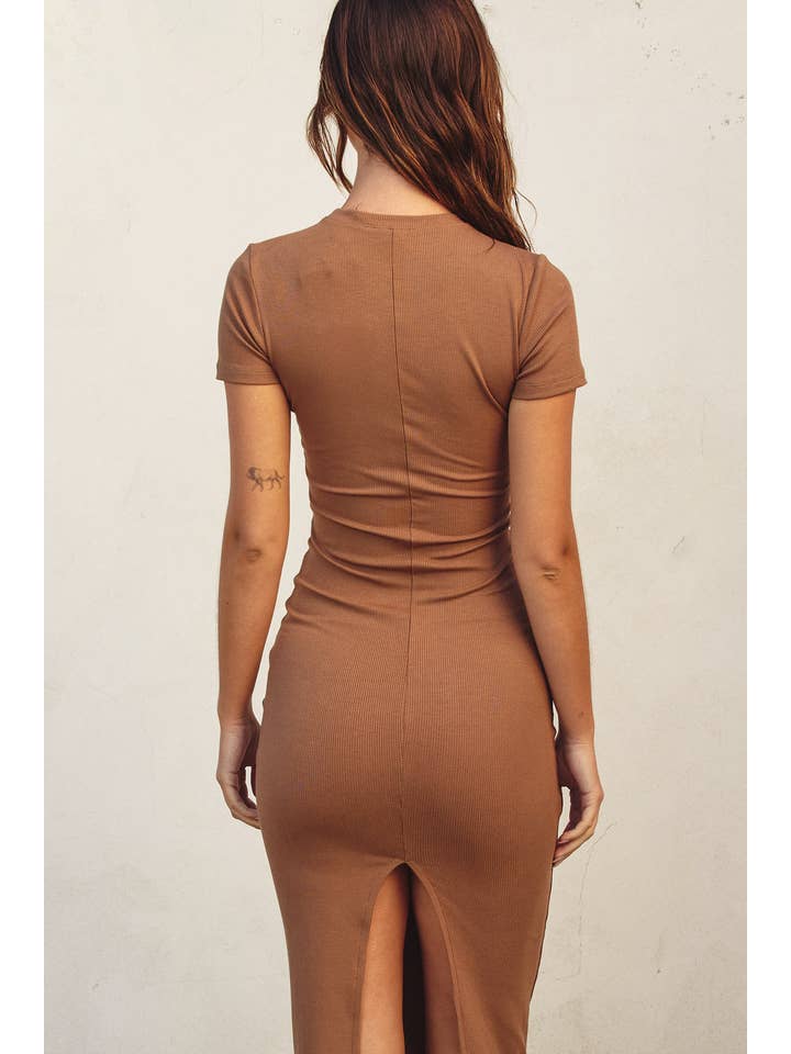 Dress Forum - Wholesale Dress - Women's - Ribbed Knit Back Slit T-Shirt Dress (1)22