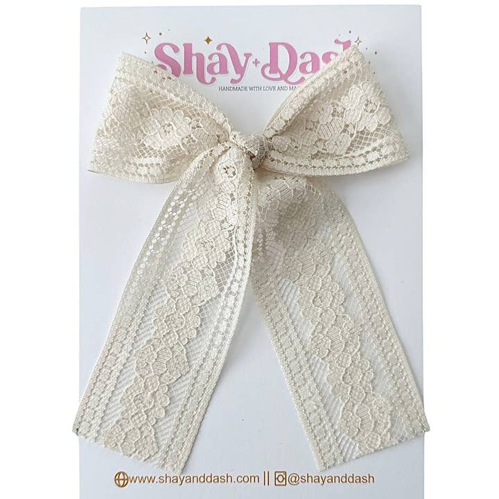 Creme//Lace Ribbon Sløjfe for engroshandel hos Shay+Dash