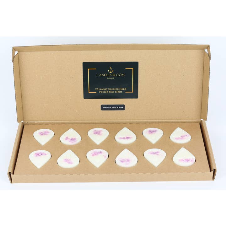 Patchouli Pflaume & Rose Luxus Duftwachs-Schmelzset für den Großhandel von Candles Bloom Limited