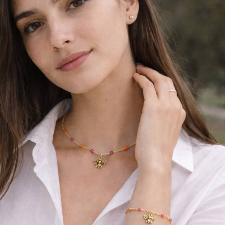 Anthéa Gold Necklace and Bracelet Set for wholesale by Mieles Anta