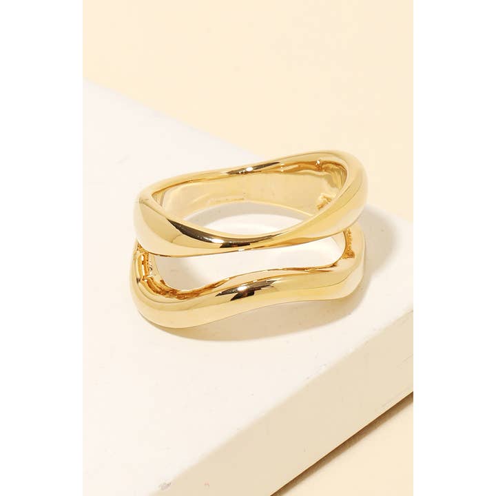 Anarchy Street - Wholesale Band/Stacked Ring - Warped Metallic Double Line Ring