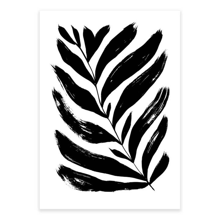 Black And White Painted Fern Wall Art Set 01 for wholesale by Ellisimo