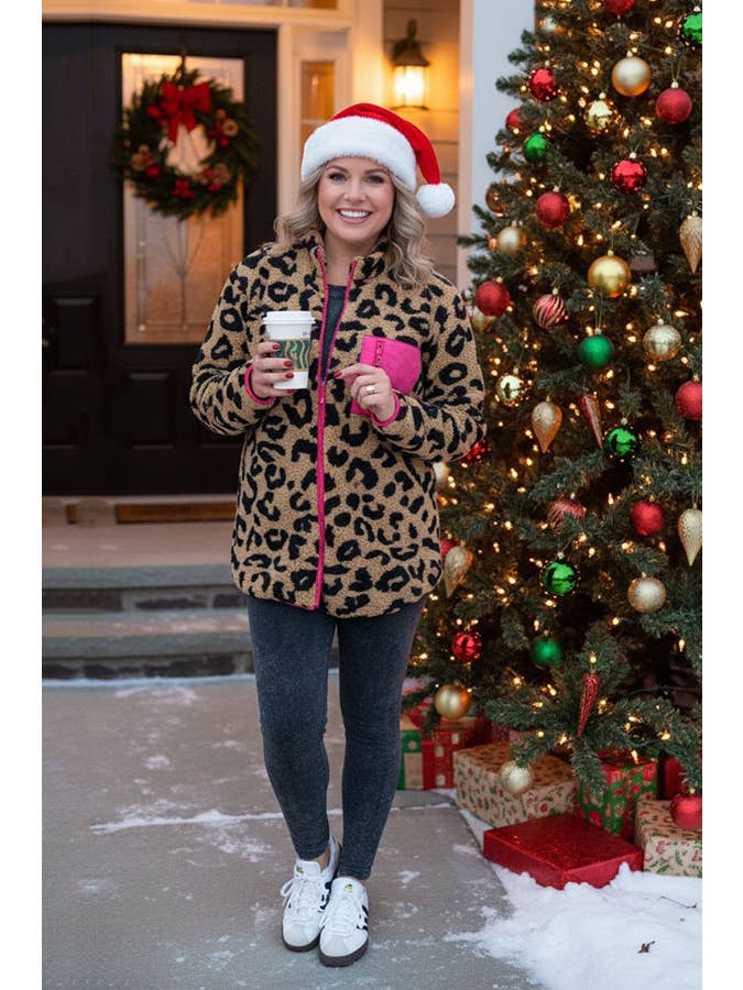 luluclothes - Wholesale Bomber Jacket - Women's - Plus size leopard sherpa women coats/jackets BQ15489