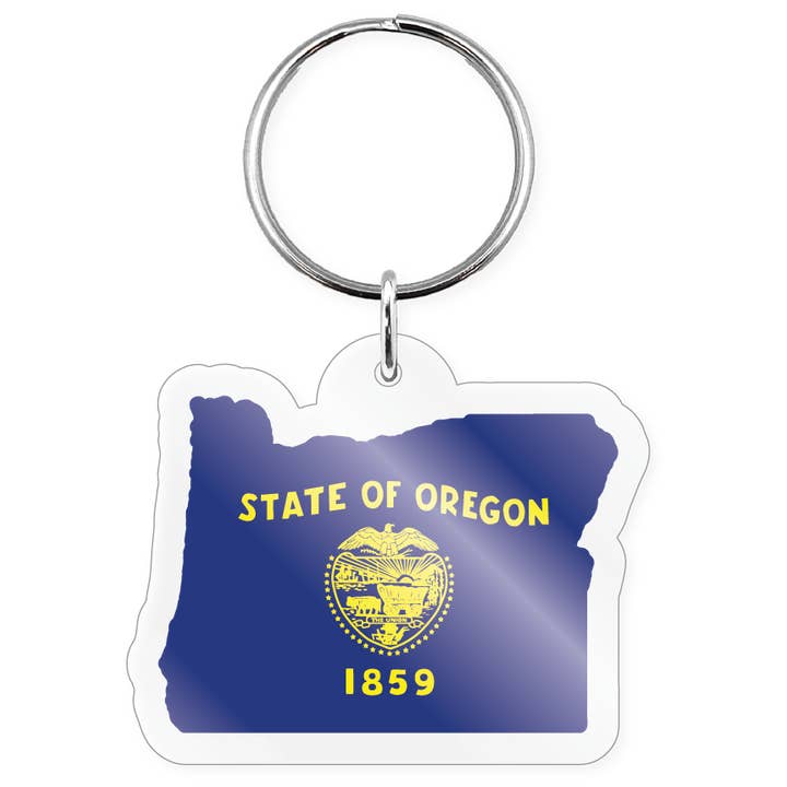 Keychain - Oregon State Shape Flag for wholesale by Morris Magnets