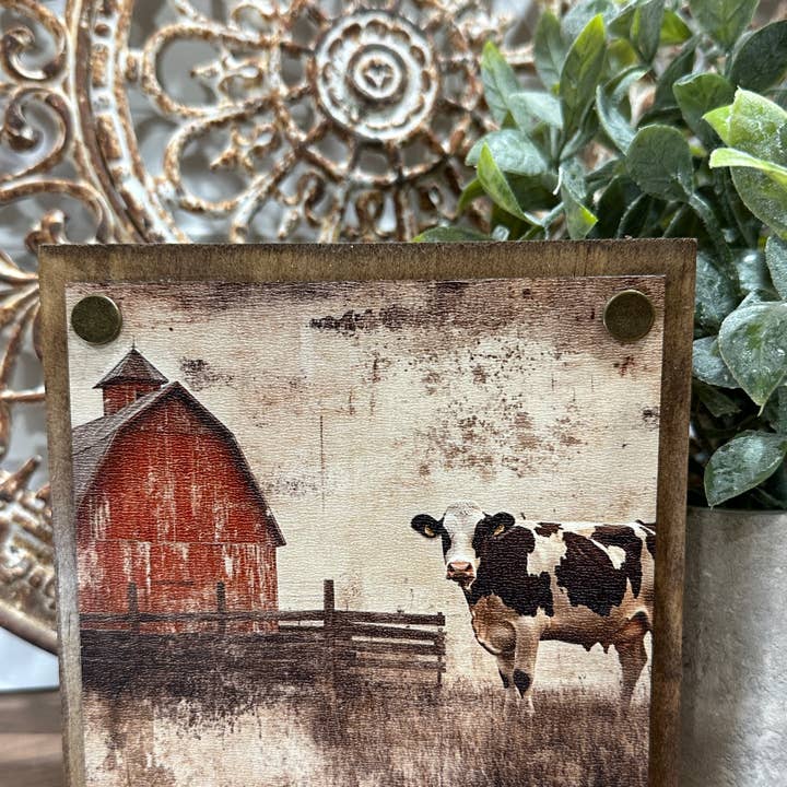 Tiered Tray block, farmhouse, cow, barn, farmhouse decor for wholesale by The Broken Board