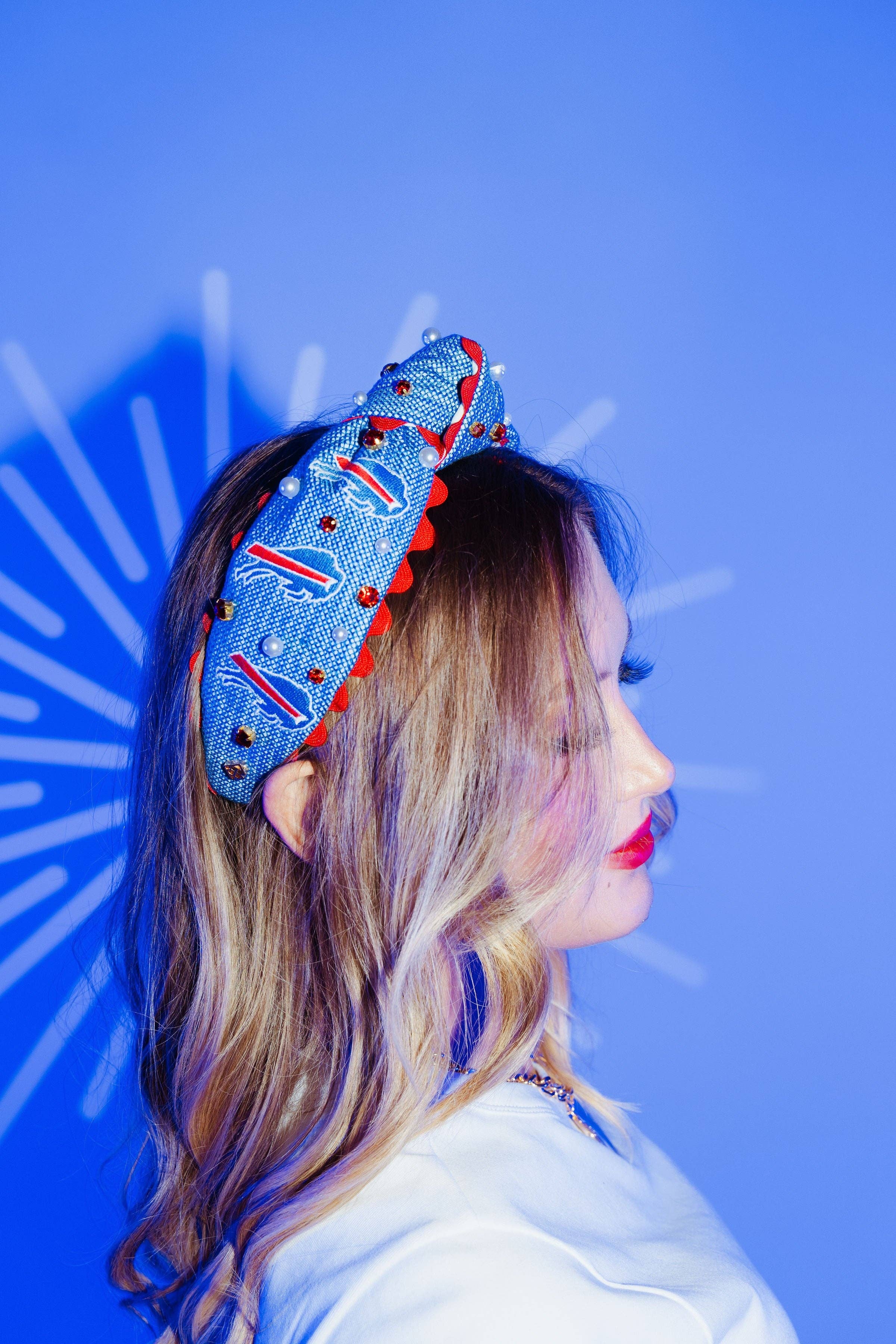 Brianna Cannon - Wholesale Fashion Headband - Women's - Buffalo Bills Adult Cross Stitch Headband4