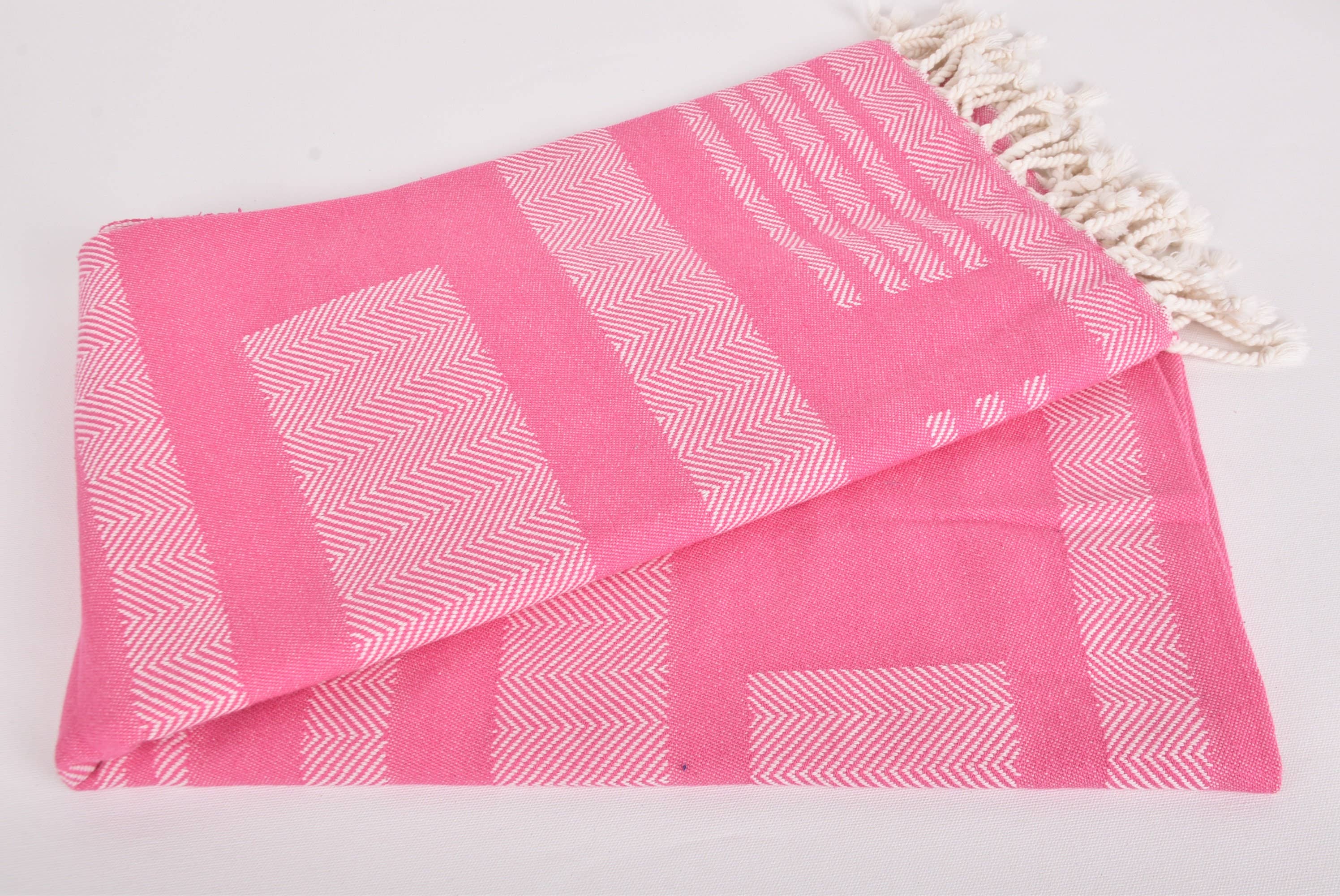 Organic Turkish Towels - Wholesale Beach Towel - Beach Towels, Pink Chevron Towel for Relaxation4
