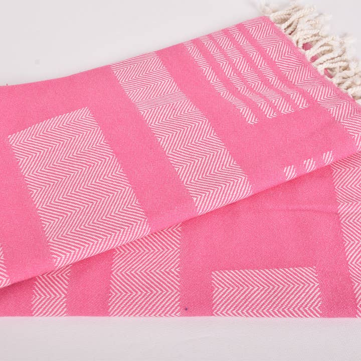 Organic Turkish Towels - Wholesale Beach Towel - Beach Towels, Pink Chevron Towel for Relaxation4