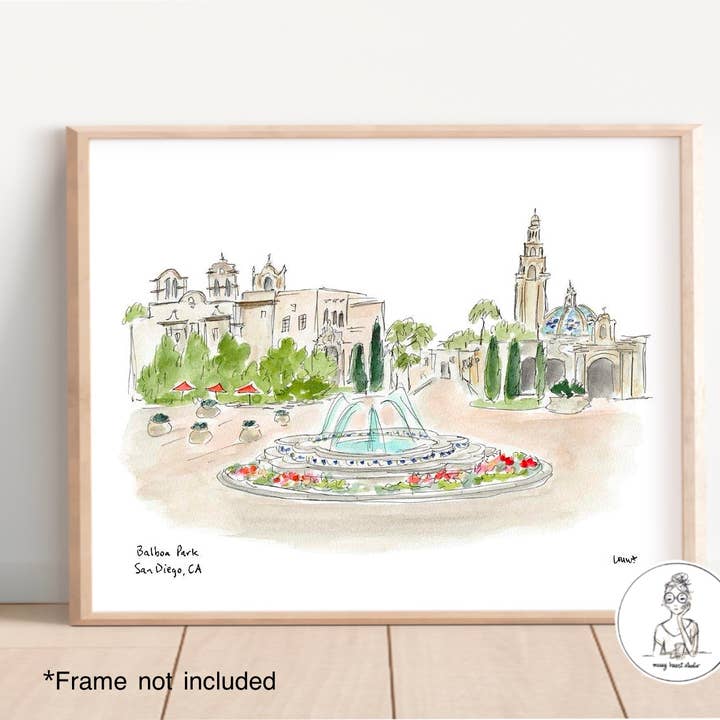 San Diego, California - Balboa Park. Art Print for wholesale by Messy Heart Studio