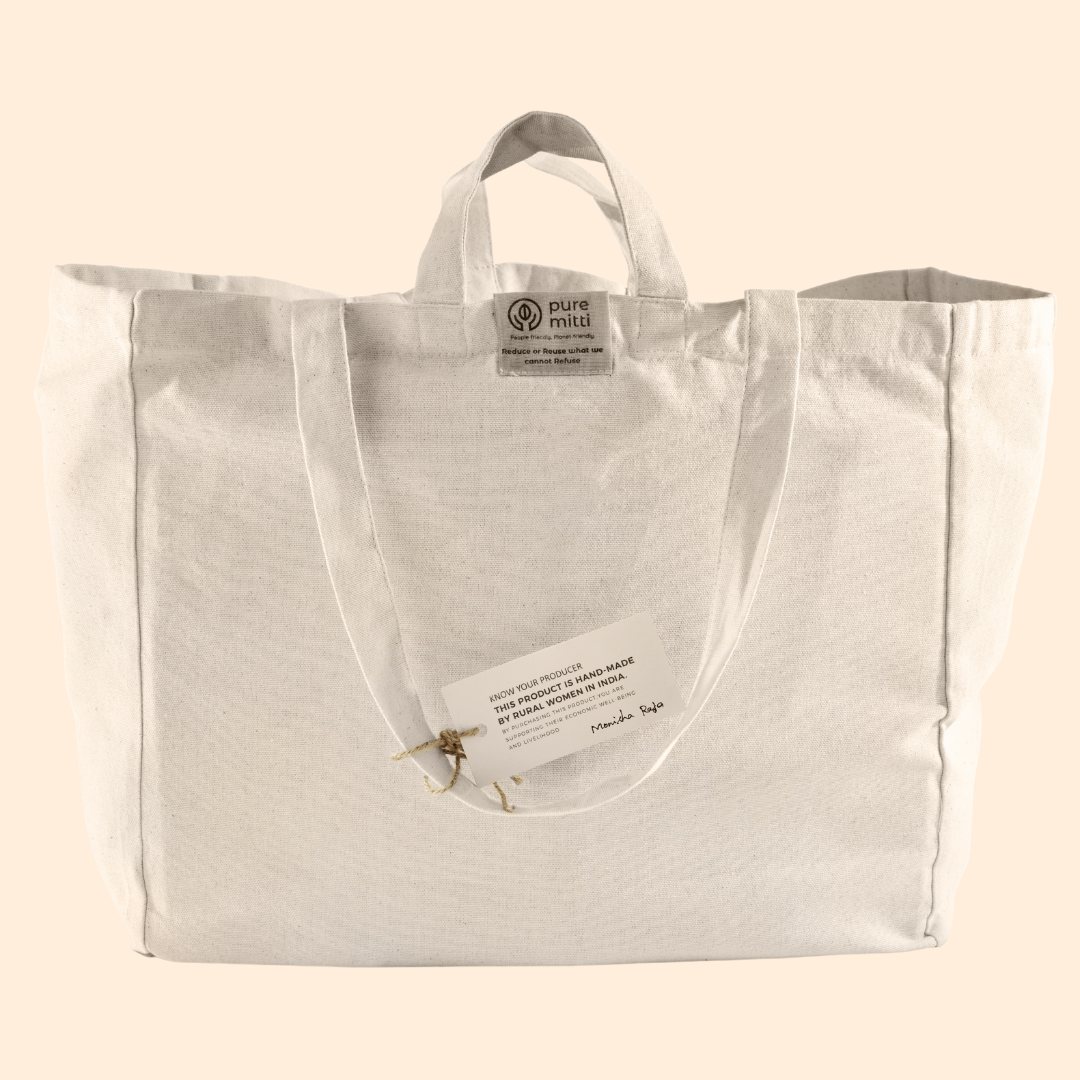 Pure Mitti - Wholesale Tote Bag - Unisex - Sustainability Love:Multi-Pocket Cotton Grocery Tote Natural6