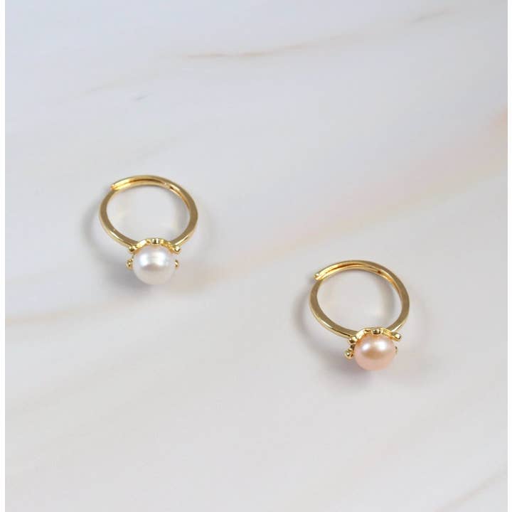 iBijoux - Wholesale Single Stone/Solitaire Ring - Gold Pearl Statement Ring (1R08c )