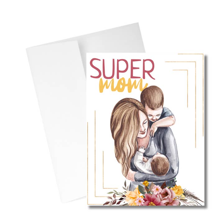 Carte de vœux Super Mom pour la fête des mères pour la vente par Western Fancies