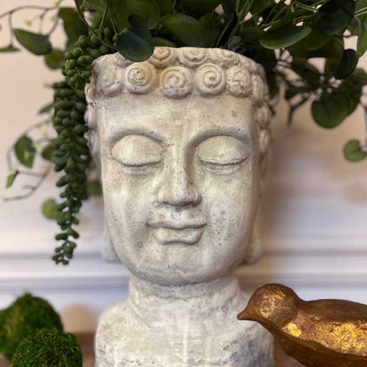 Vagabond Vintage - Wholesale Plant Pot - CEMENT BUDDHA PLANTER1