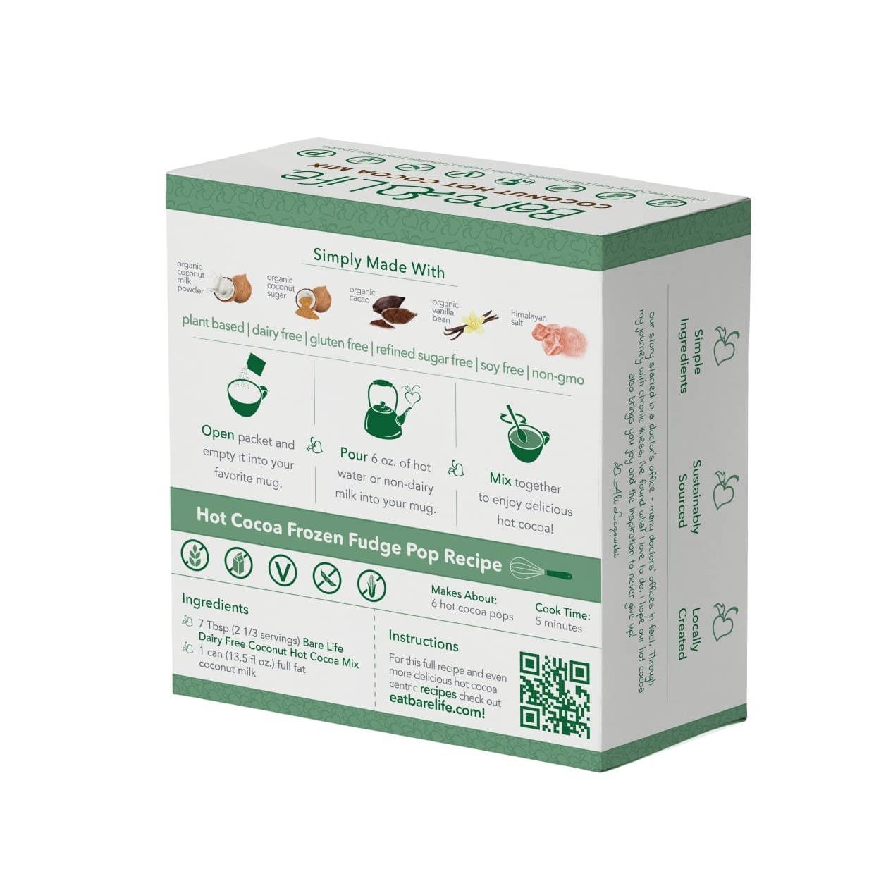 Bare Life - Wholesale Hot Cocoa Mix/Kit - Dairy Free & Vegan Coconut Hot Cocoa Mix - 0.95 Oz (5 Ct.)6