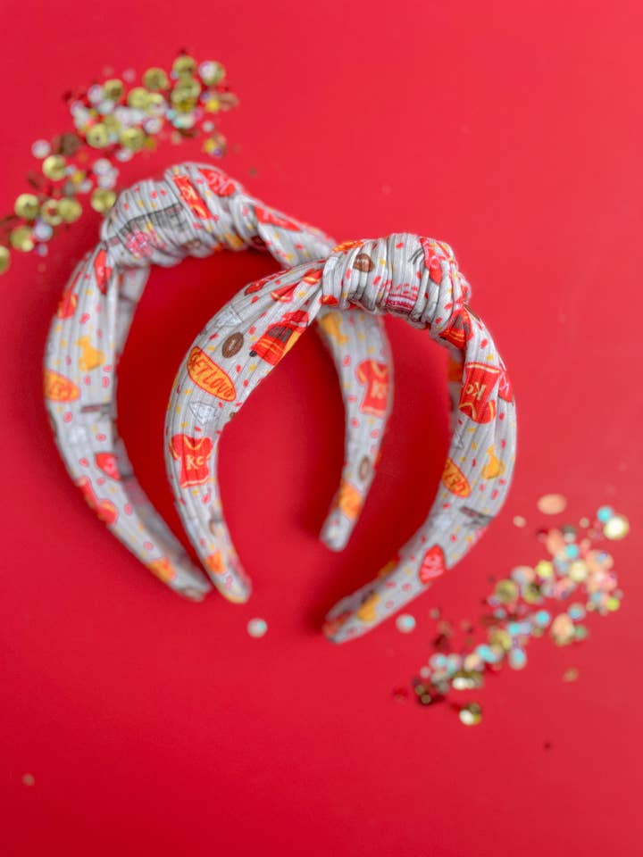 Diadema anudada Gray KC Parade Get Loud para niñas y mujeres para venta al por mayor de Evie Pearl Handmade LLC