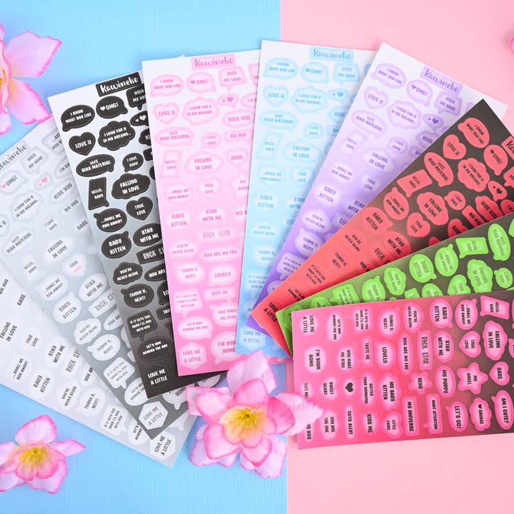 Bubble speech deco sticker sheets for wholesale by Kawineko