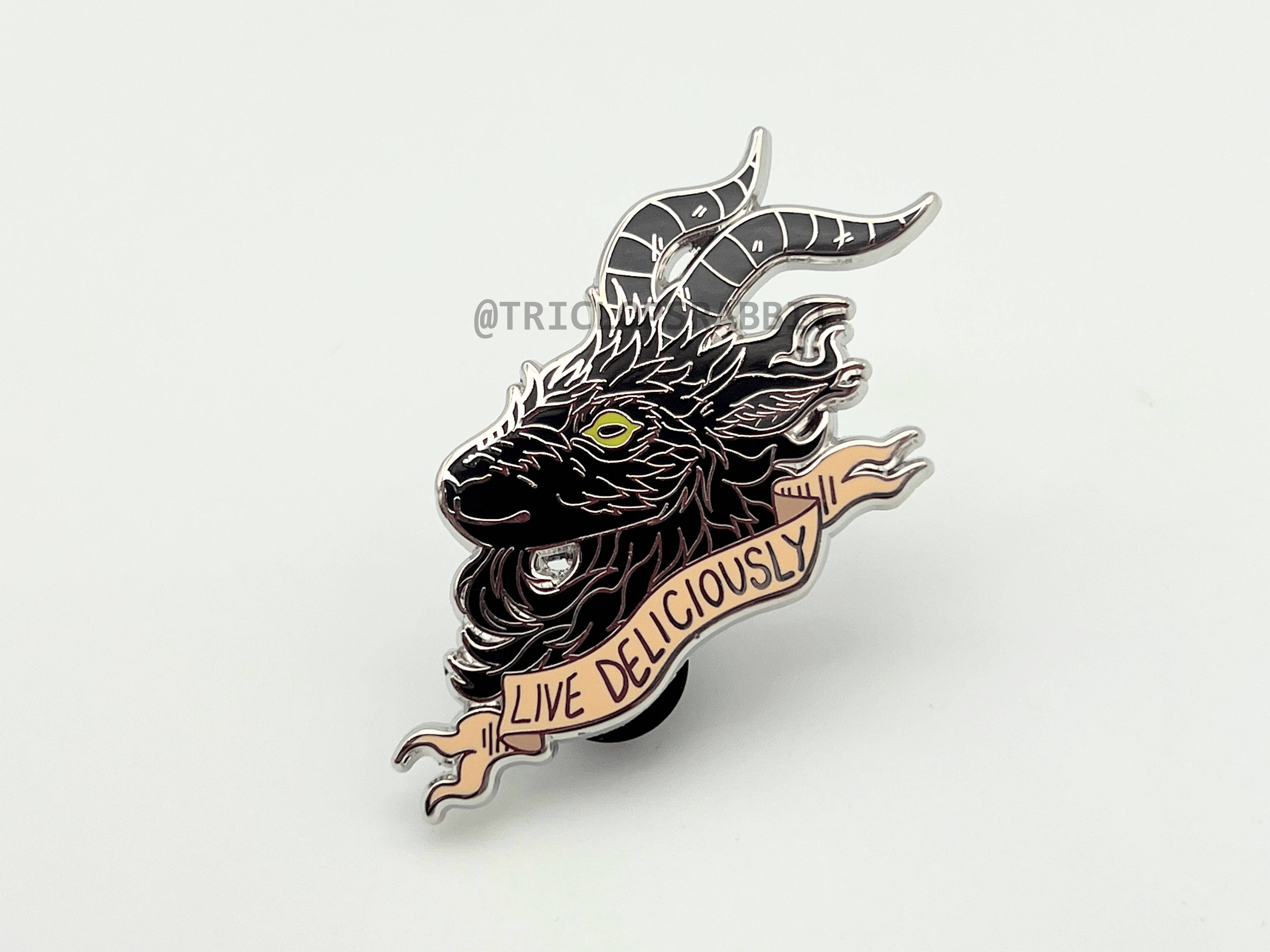 Triclops Rabbit - Wholesale Lapel Pin/Button - Live Deliciously Black Phillip Goat Enamel Pin