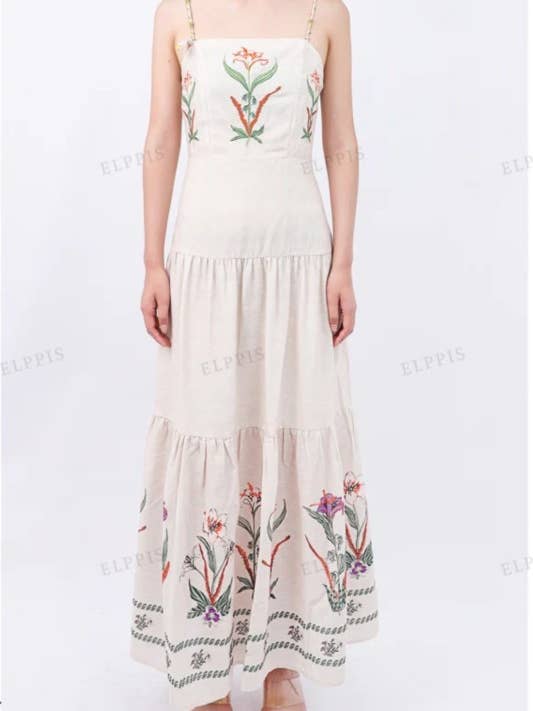 Embroidered Floral Maxi Dress for wholesale by ELPPIS US