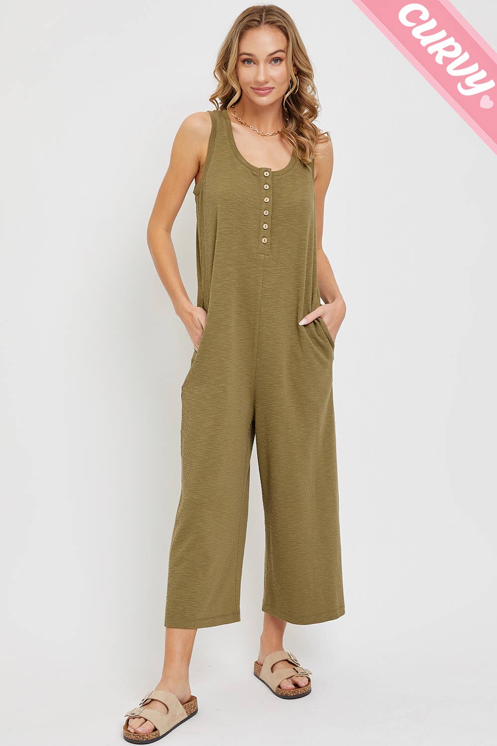Sweet Lovely by Jen - Wholesale Jumpsuit - Women's - PLUS SIZE DAILY RELAXED BUTTON DOWN JUMPSUIT6