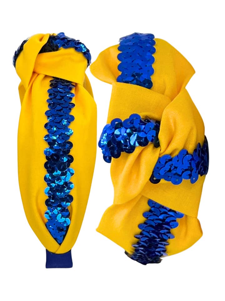 Royal Blue Sequin on Yellow Gold for wholesale by Pretty Happies