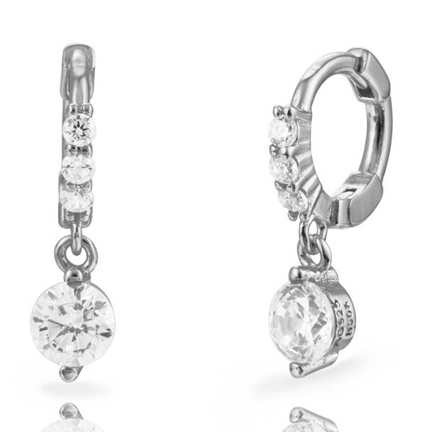 Zirconia Oorringen Huggies - Verguld en Gerhodineerd Zilver voor wholesale door Plata y Minerales