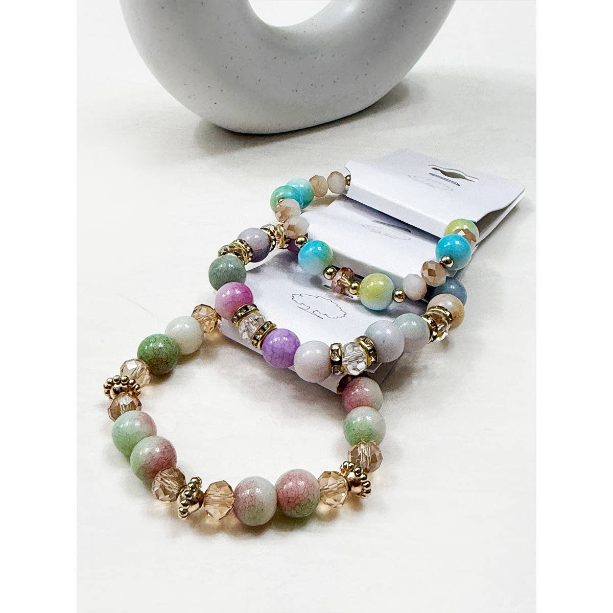 MÉLANGER LA COULEUR Bracelets extensibles en perles mélangées aux teintes douces en vente sur Faire6