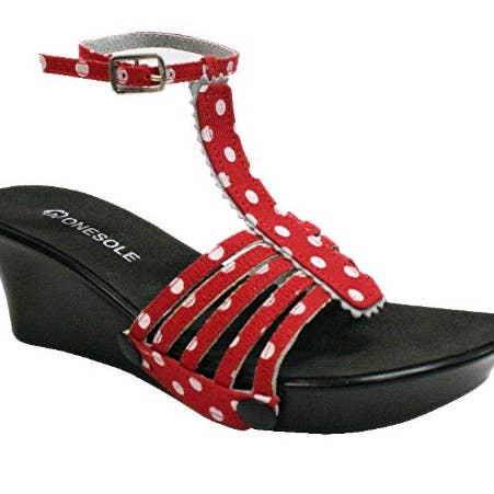 Rot-weißes Betty Top mit Tupfen für den Großhandel von Onesole