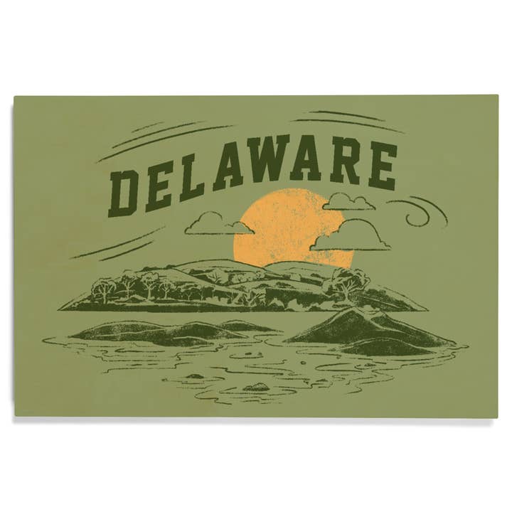 PREMIUM WOOD SIGN Delaware Artist's Sketchbook Rolling Hills for wholesale by Lantern Press