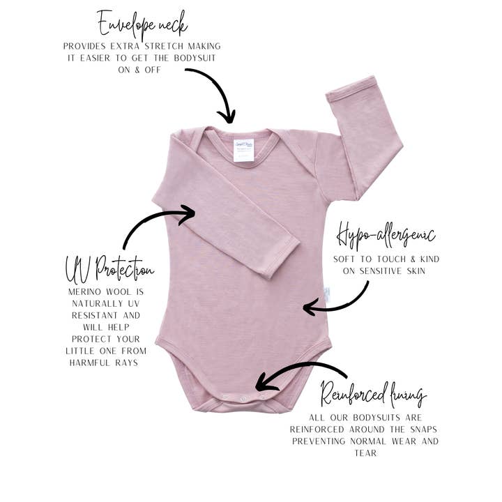 Sweet Cheeks Merino - Wholesale Bodysuit (Non-Footed) - Baby - Long Sleeve Bodysuit6