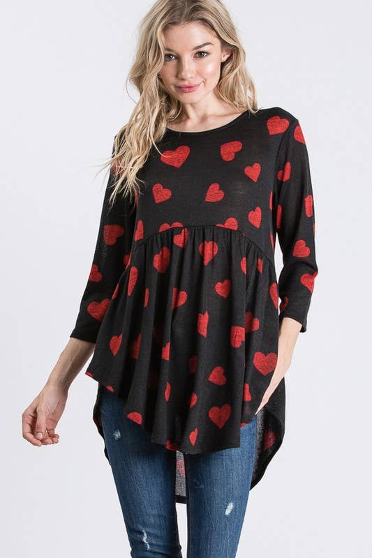HEIMISH - Wholesale Tunic - Women's - ST1338-42 VALENTINE HEART BABYDOLL TOP12
