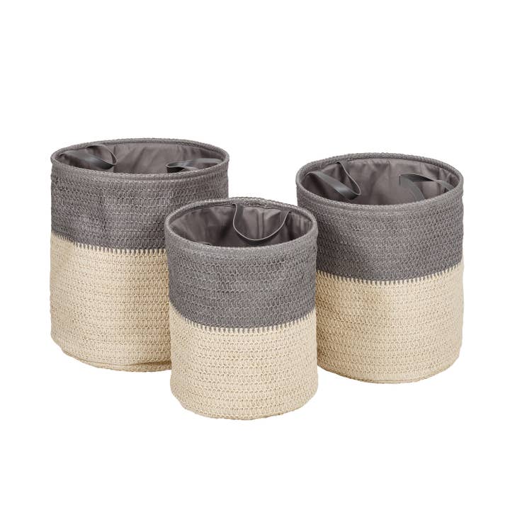 Honey-Can-Do - Wholesale Laundry Basket - Set of 3 Flexible Laundry Baskets with Handles, Gray/Natural